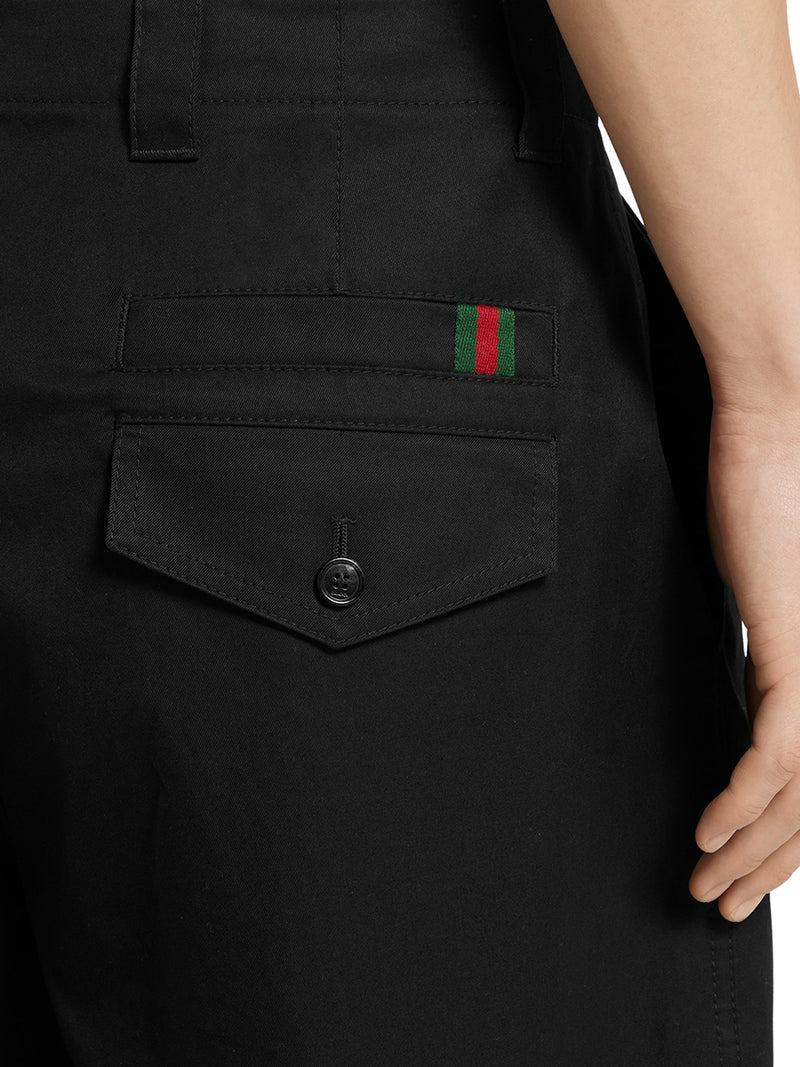 Gucci Men Cotton Twill Trousers With Web Detail