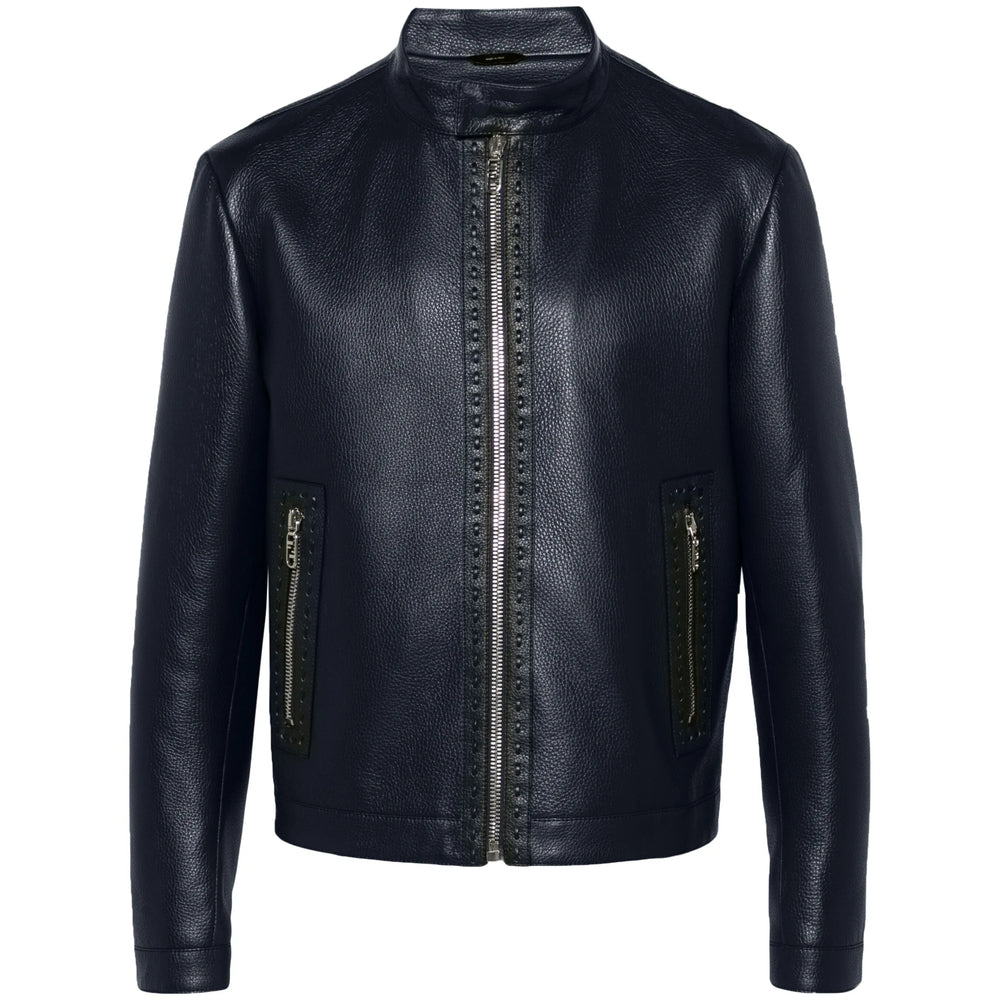 Fendi Blue Jackets - Leather Jackets Men