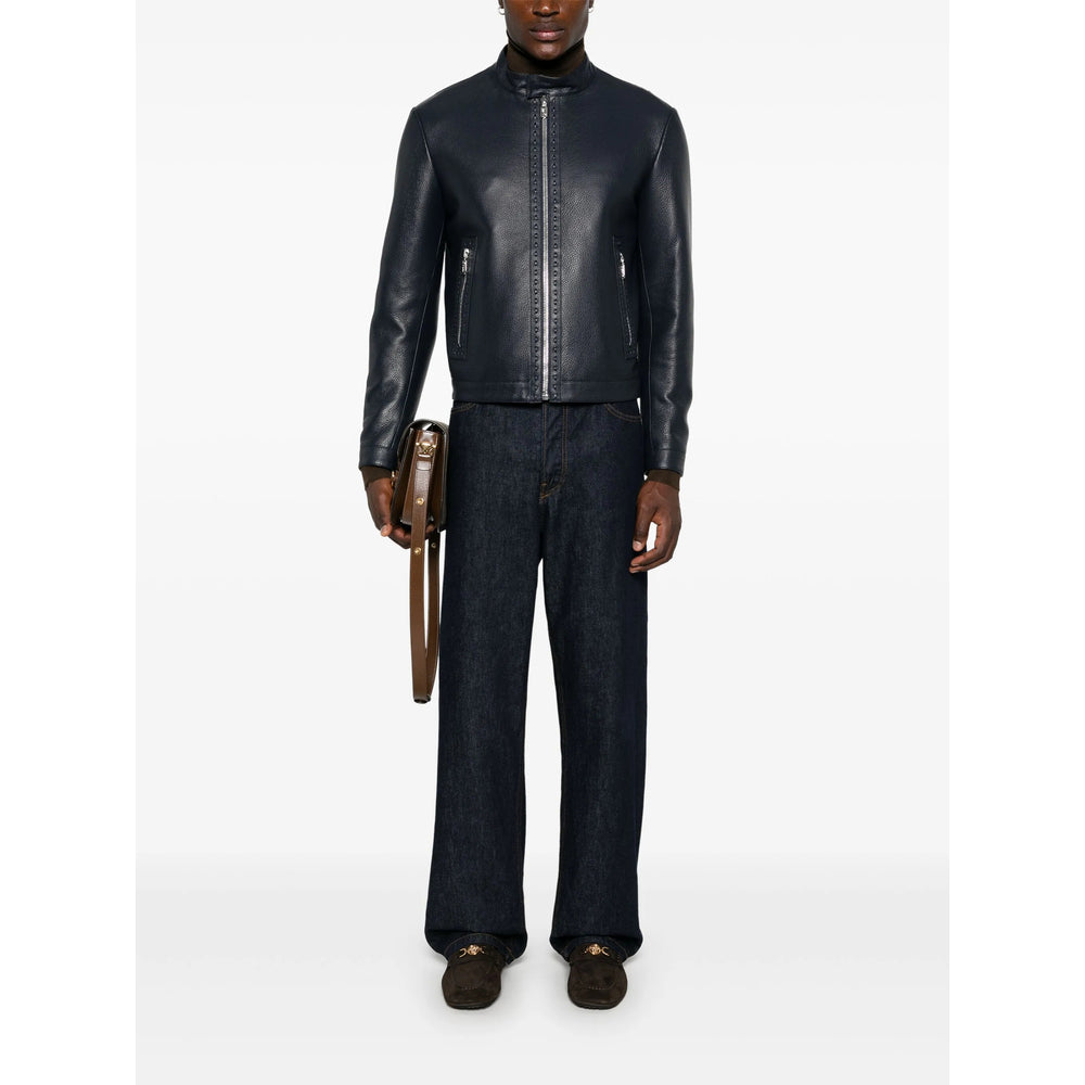 Fendi Blue Jackets - Leather Jackets Men