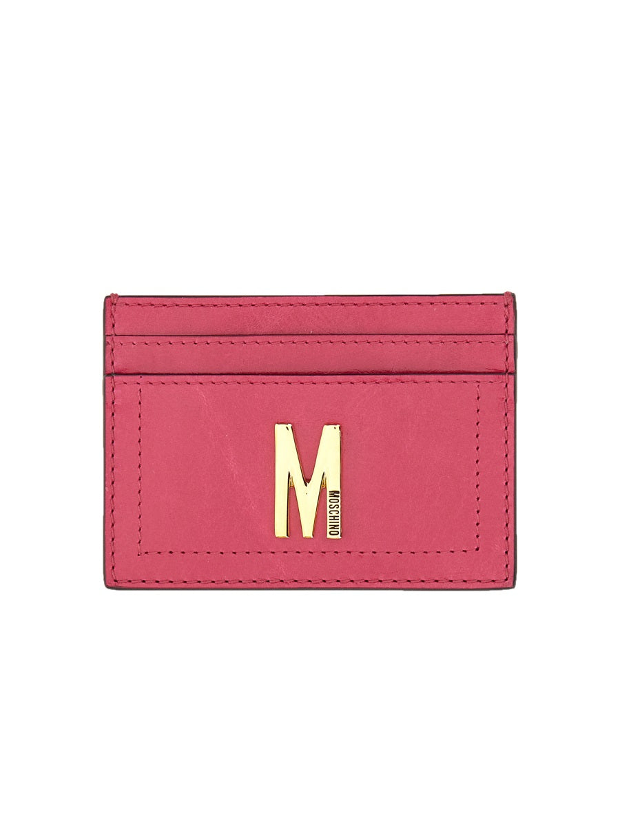 Moschino Women Card Holder With Gold Plaque
