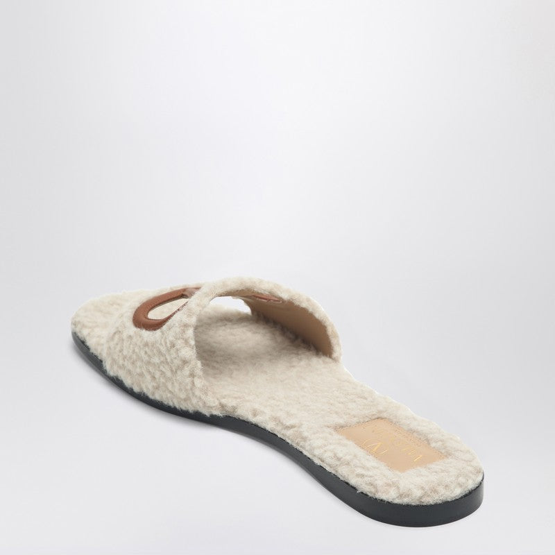 Valentino Garavani Sandalo Slide Vlogo Cut-Out In Shearling Women
