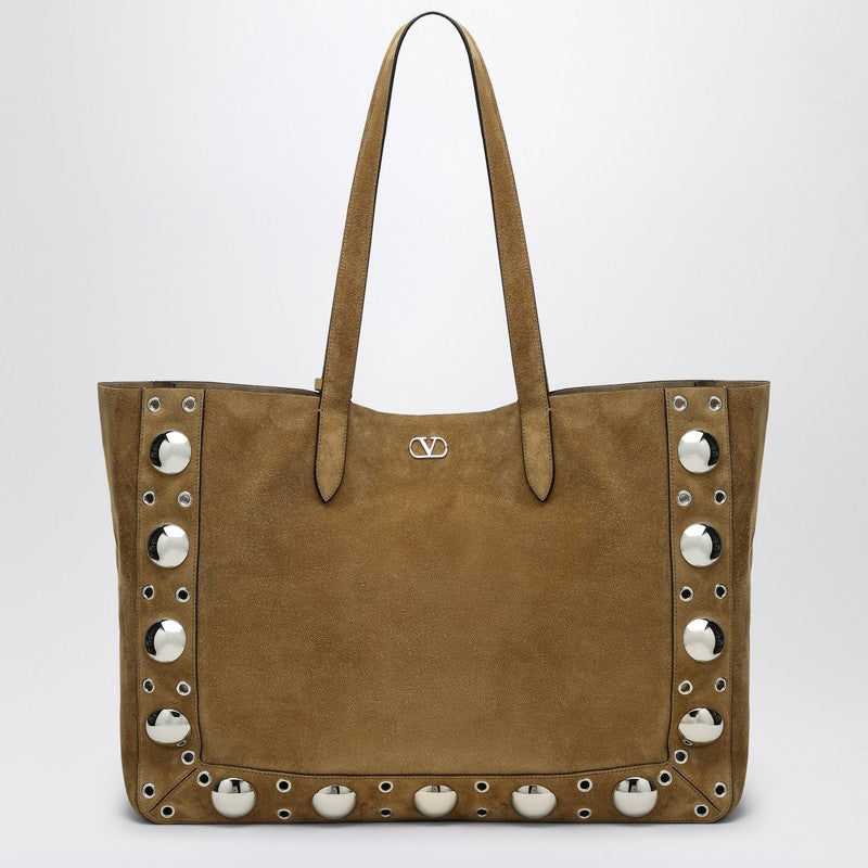 Valentino Garavani Large Nellcã´Te Tote Bag In Havana Suede Men