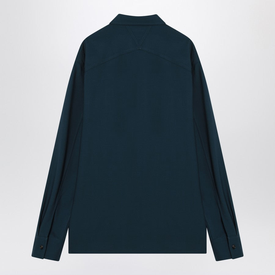 Bottega Veneta Men Petrol Blue Wool Shirt