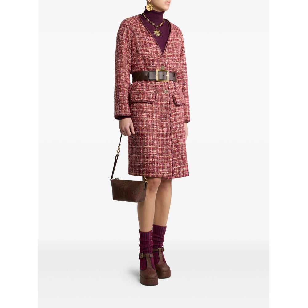 Etro Red Coats - Single Breasted Coats Women
