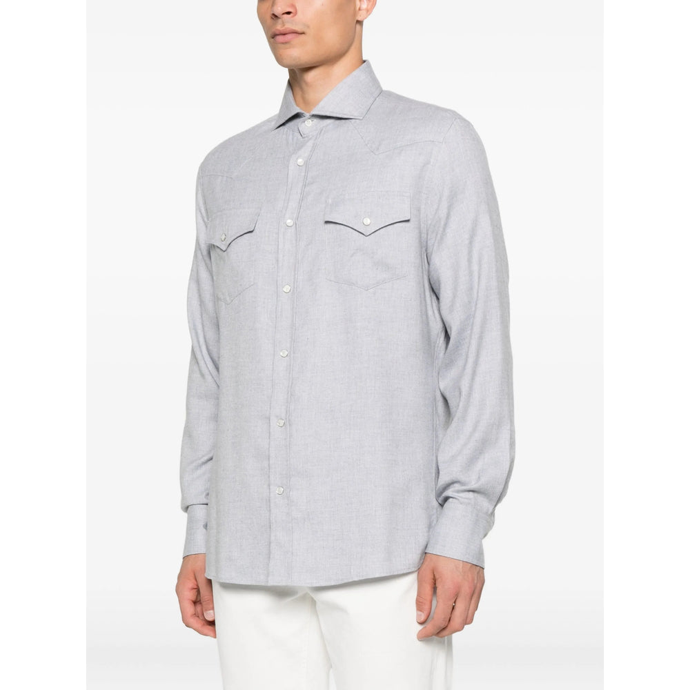 Brunello Cucinelli Grey Shirts Men