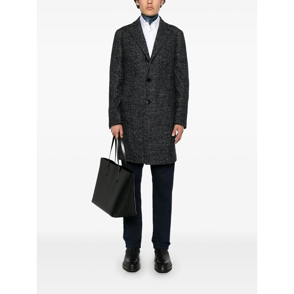 Tagliatore Black Coats - Single Breasted Coats Men
