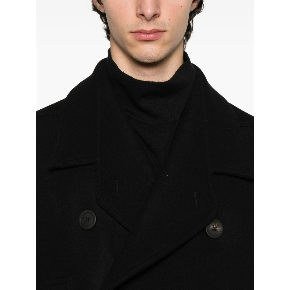 Rick Owens Black Coats - Double Breasted Coats Men