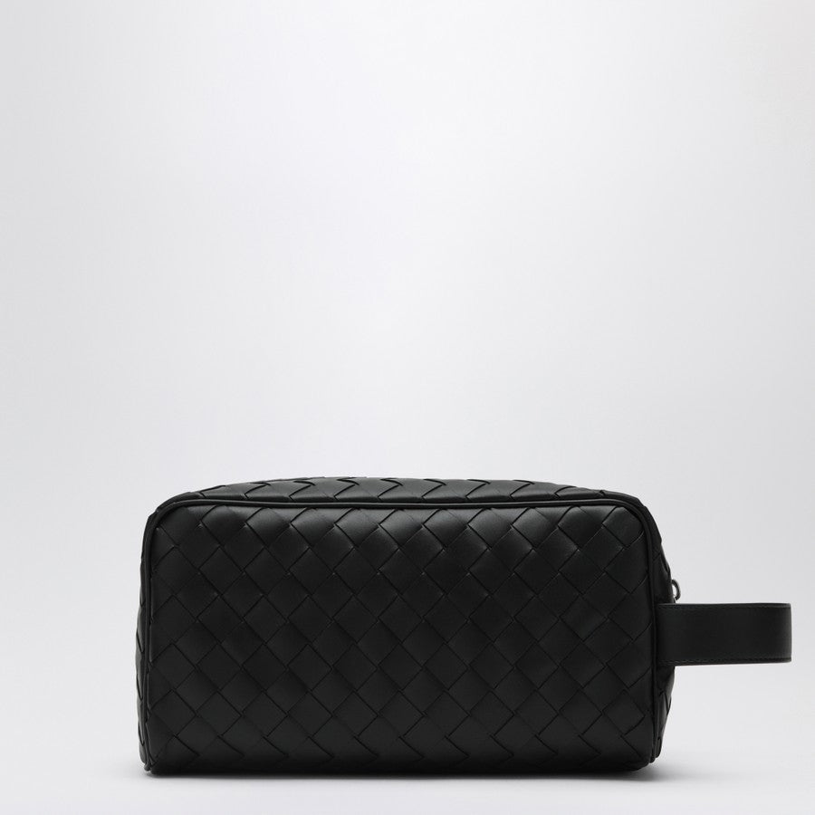 Bottega Veneta Men Black Travel Pouch In Intrecciato