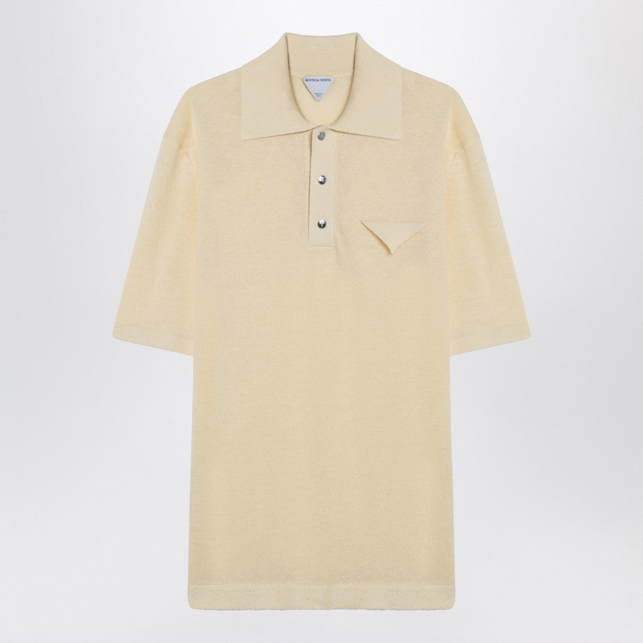 Bottega Veneta Men Yellow Polo Shirt In Light Linen