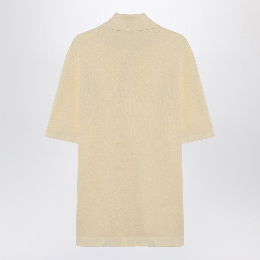 Bottega Veneta Men Yellow Polo Shirt In Light Linen