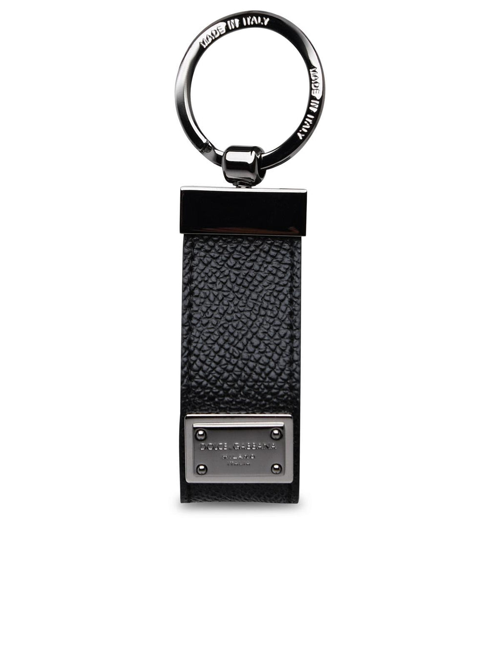 Dolce & Gabbana Black Leather Dauphine Keyring Men