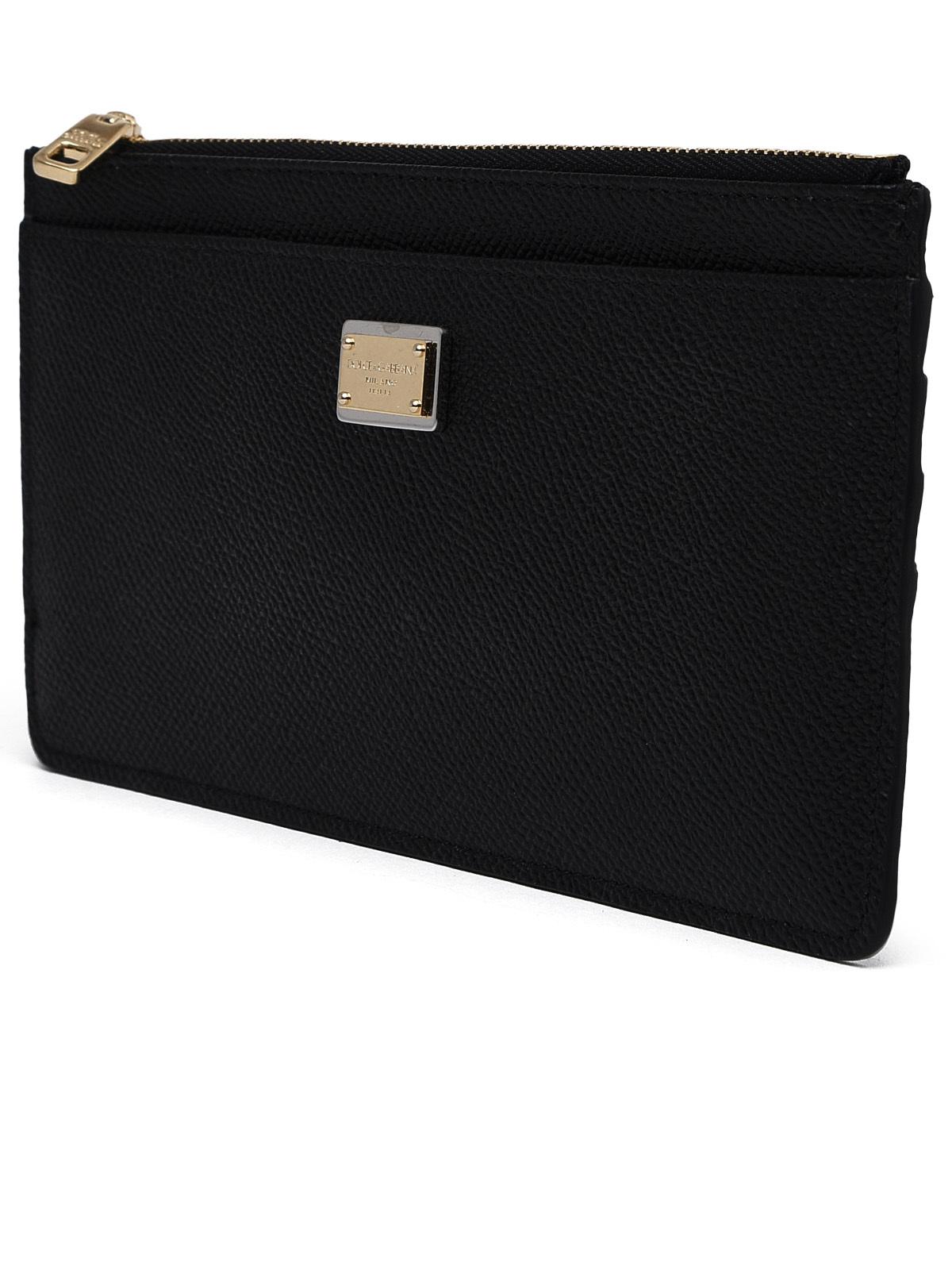 Dolce & Gabbana Black Leather Card Holder Women