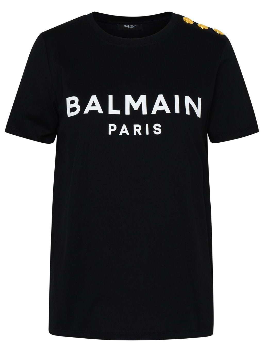 Balmain Black Cotton T-Shirt Women