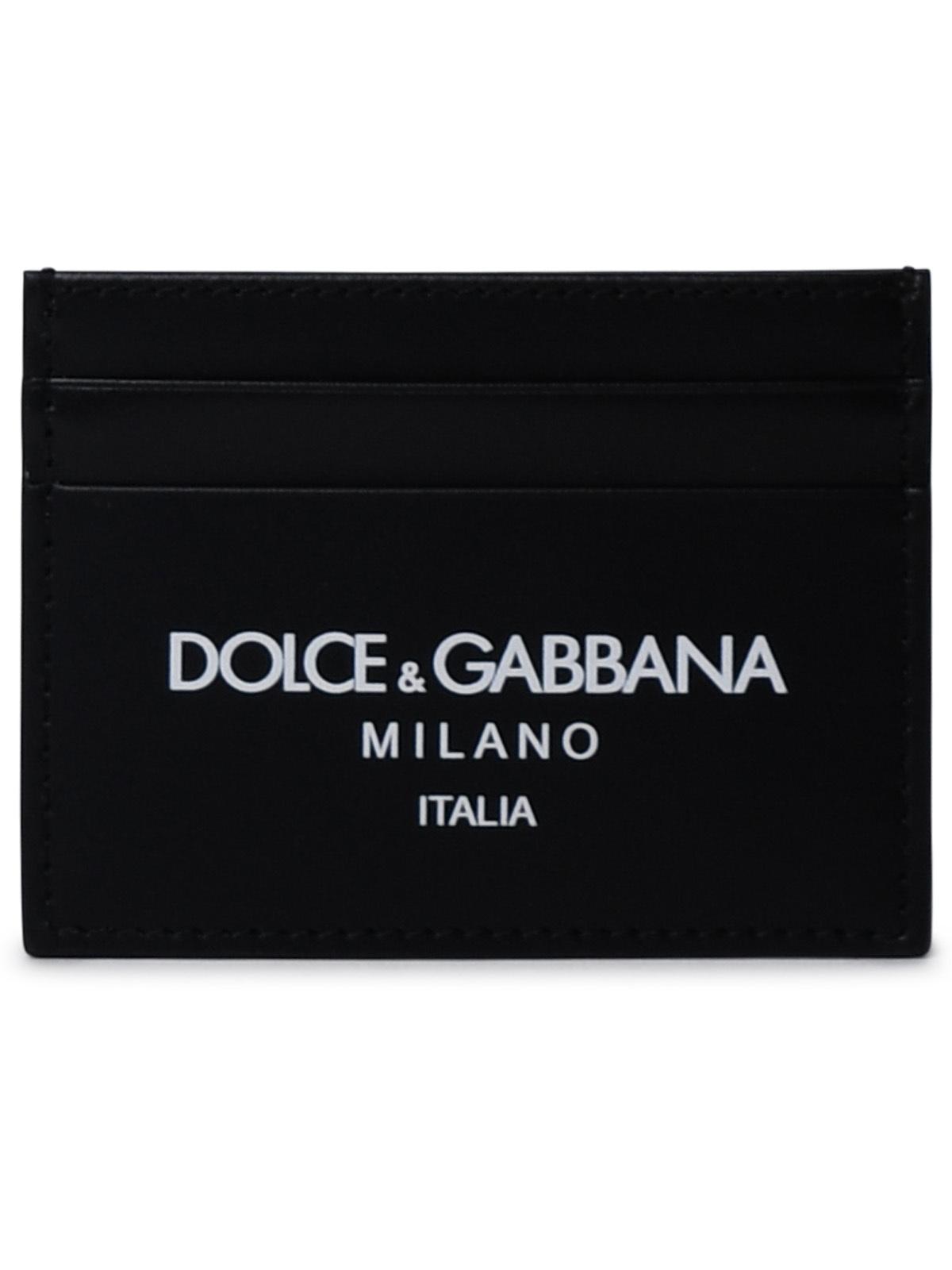 Dolce & Gabbana Black Leather Card Holder Men