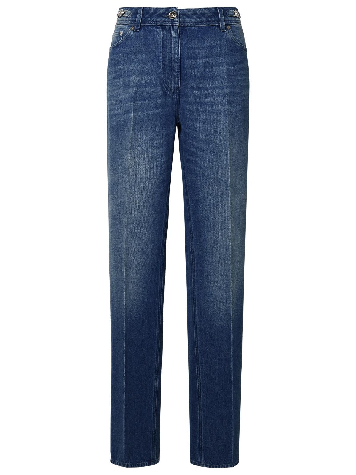 Versace Tailored Blue Cotton Jeans Women