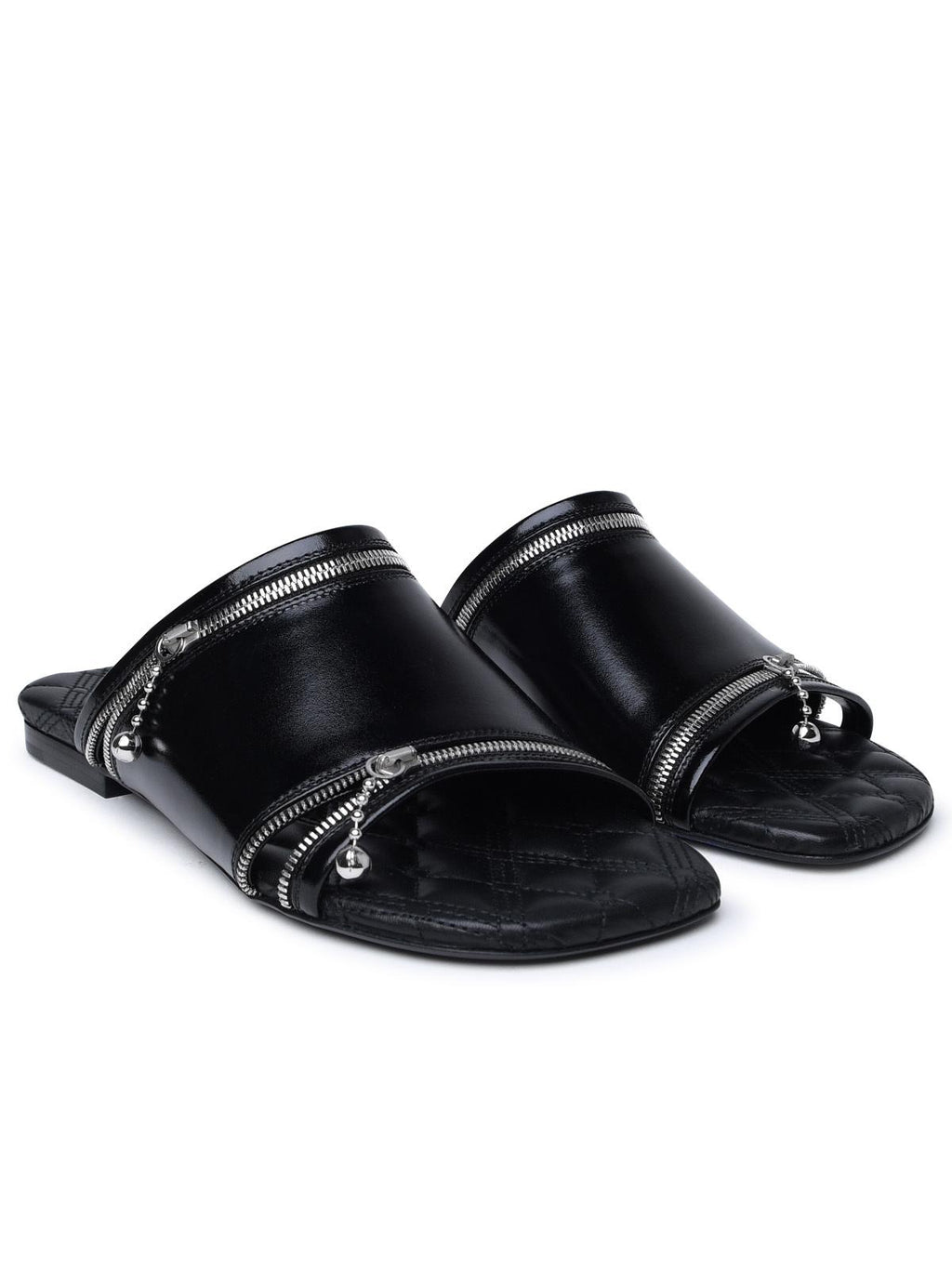 Burberry Black Leather Slippers Women