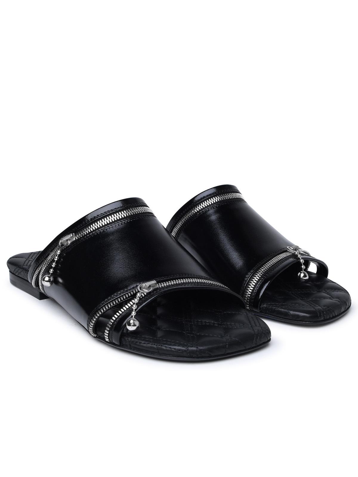 Burberry Black Leather Slippers Women