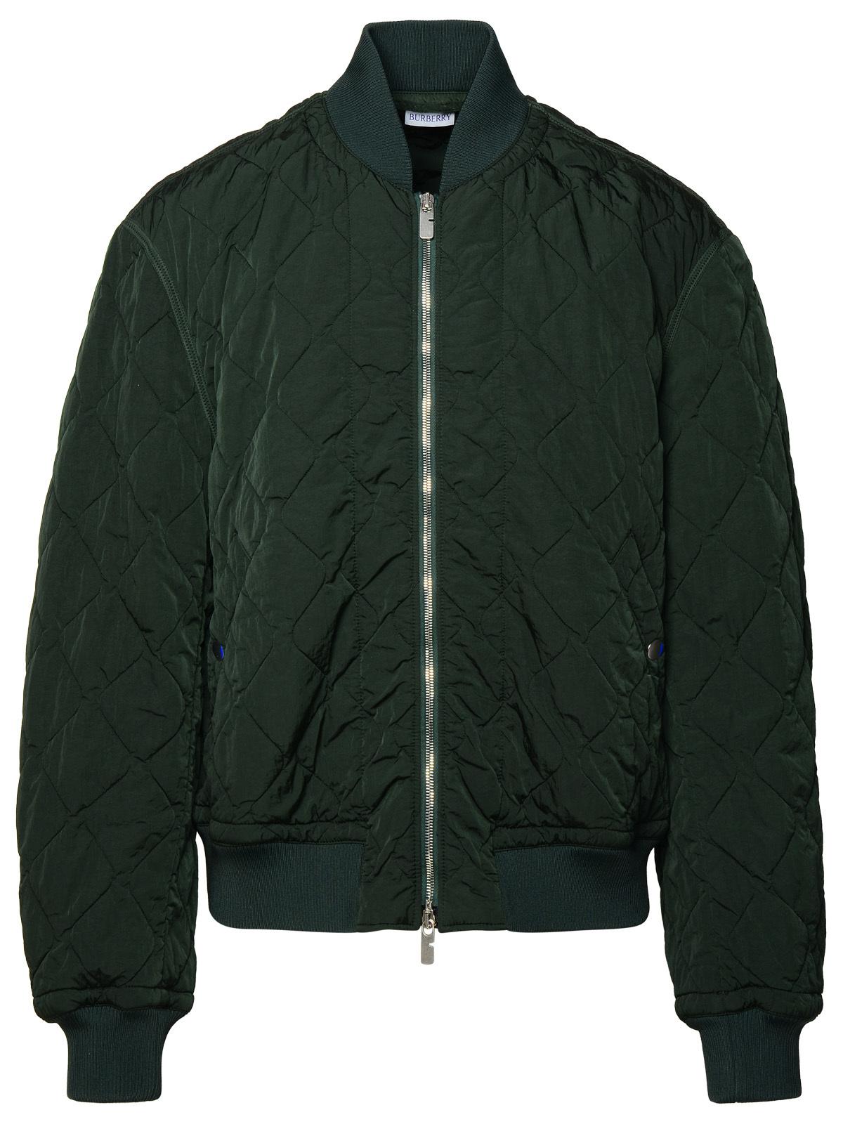 Burberry Bomber Jacket In Green Nylon Men