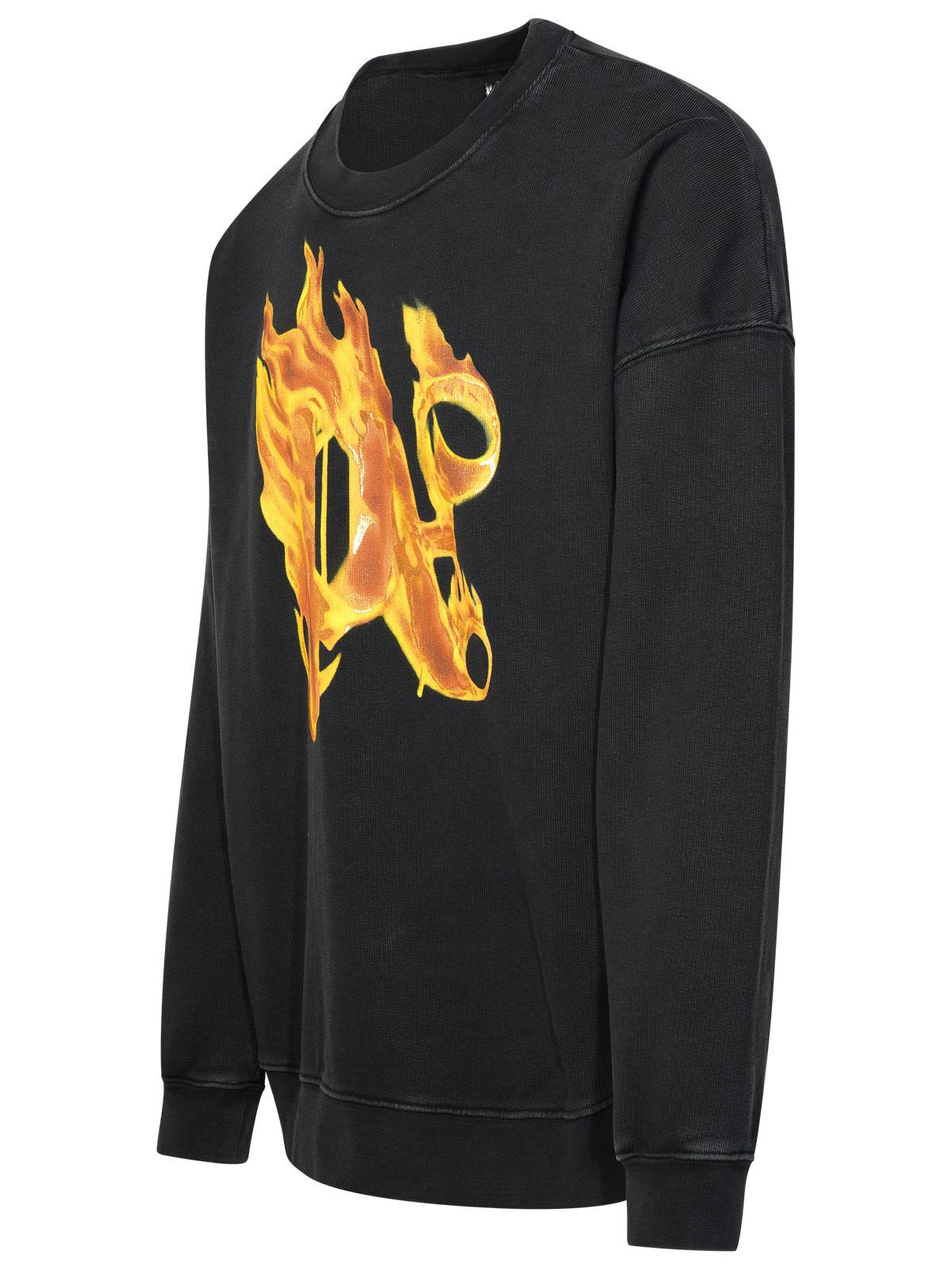 Palm Angels 'Burning' Black Cotton Sweatshirt Men
