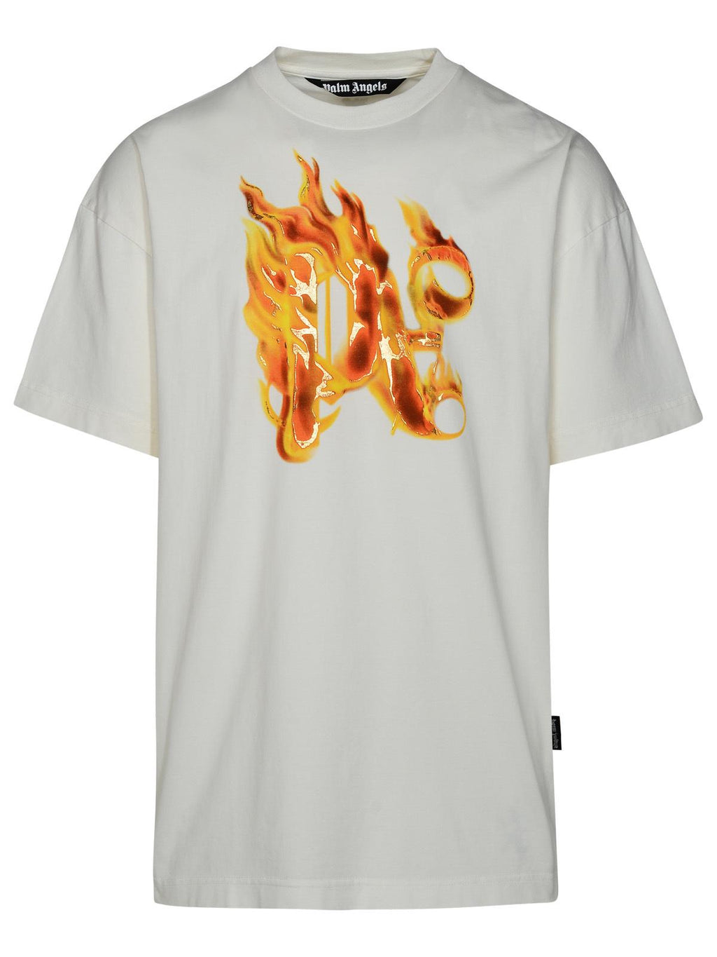Palm Angels 'Burning Monogram' White Cotton T-Shirt Men