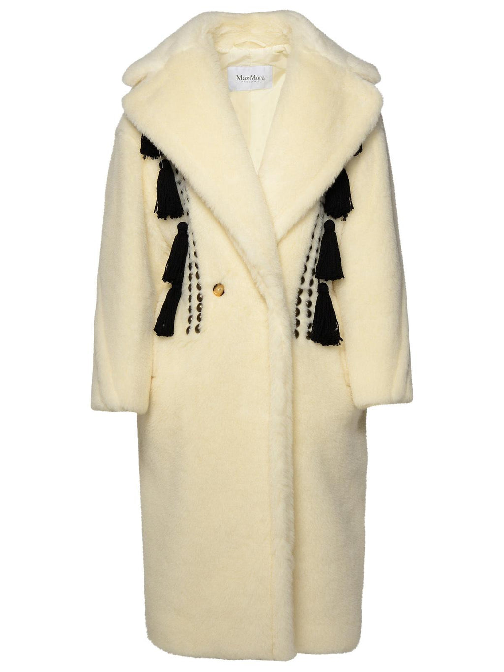 Max Mara White Virgin Wool Blend Coat Women