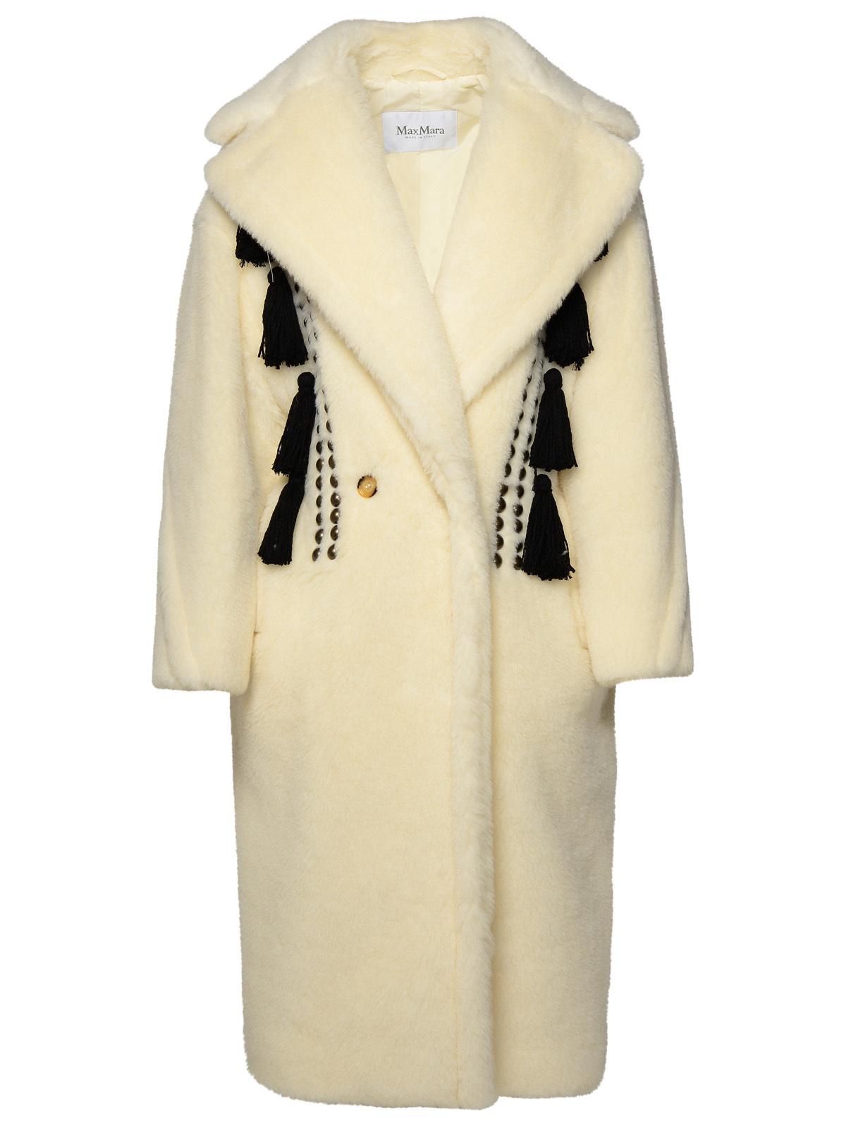 Max Mara White Virgin Wool Blend Coat Women