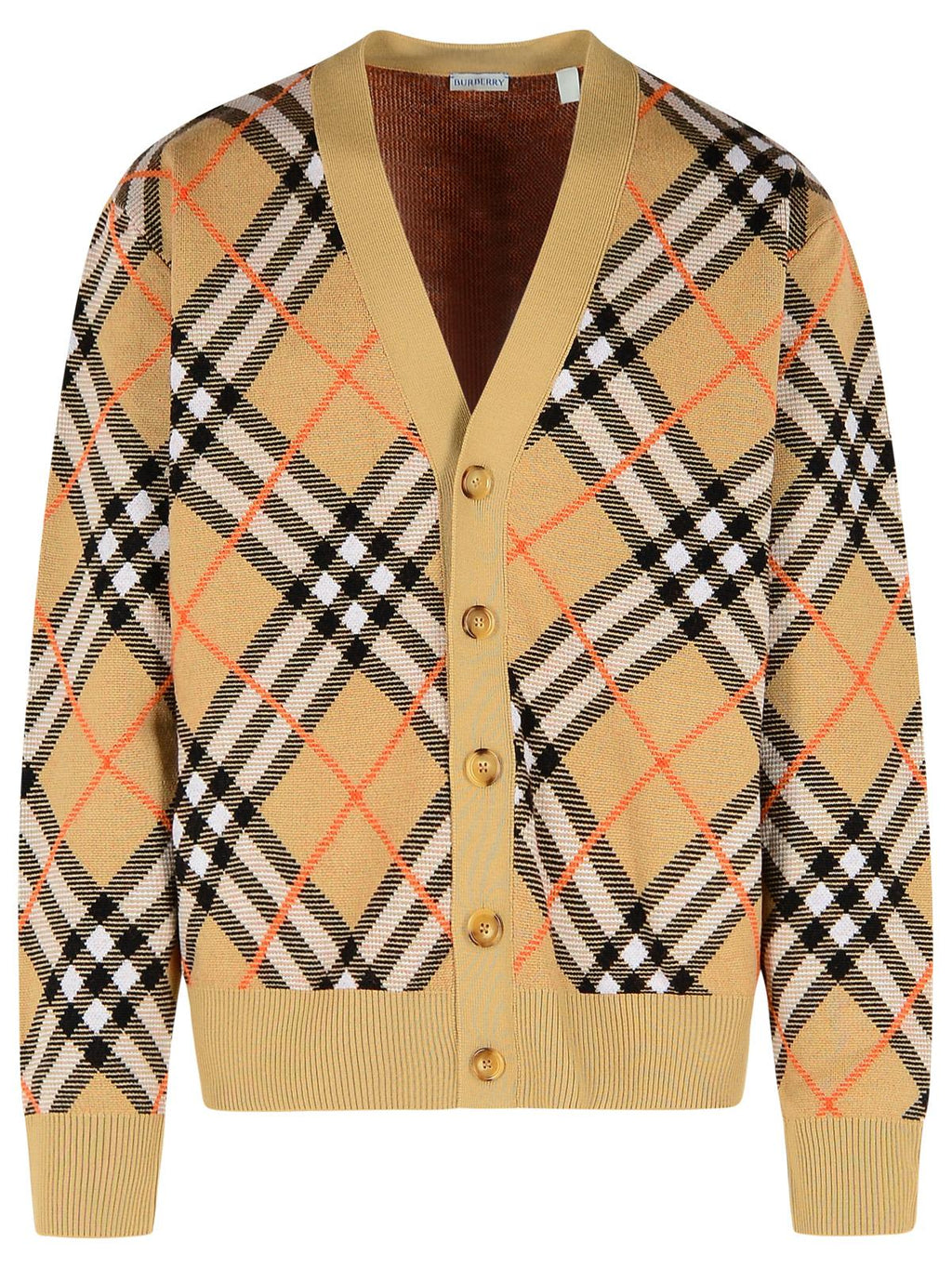 Burberry 'Check' Beige Wool Cardigan Men
