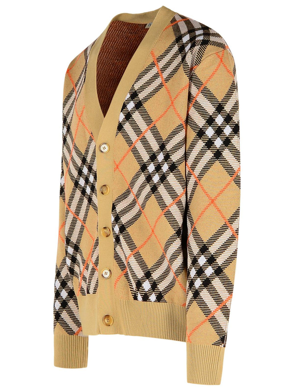Burberry 'Check' Beige Wool Cardigan Men