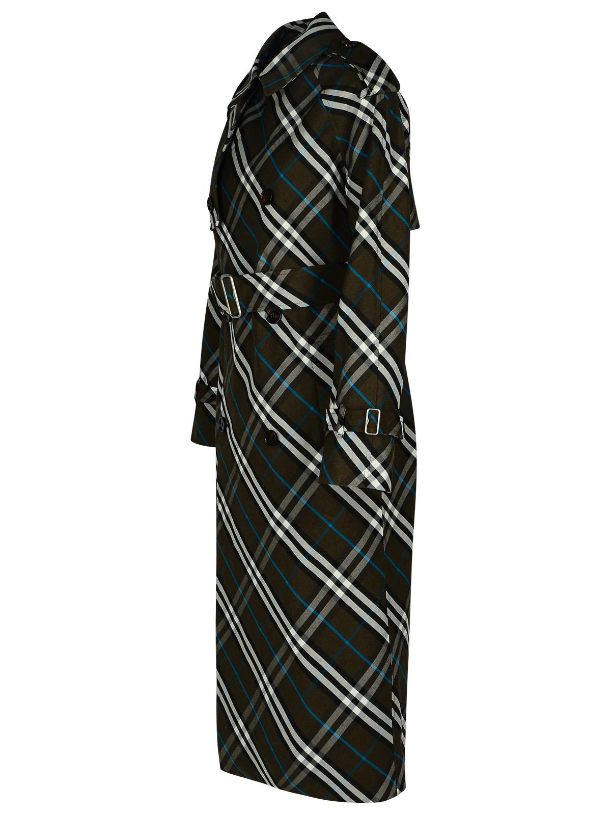 Burberry 'Check' Green Polyester Trench Coat Women