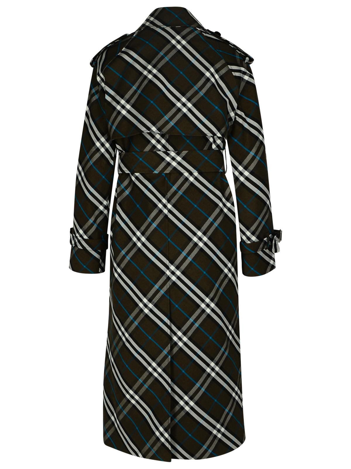 Burberry 'Check' Green Polyester Trench Coat Women