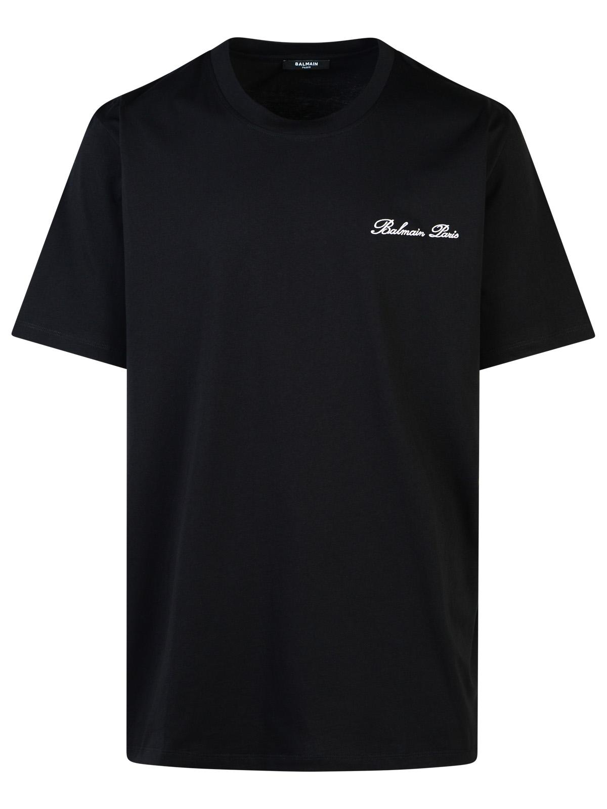 Balmain 'Signature' Black Cotton T-Shirt Men