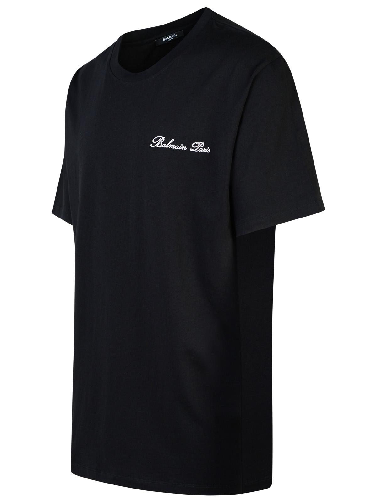 Balmain 'Signature' Black Cotton T-Shirt Men