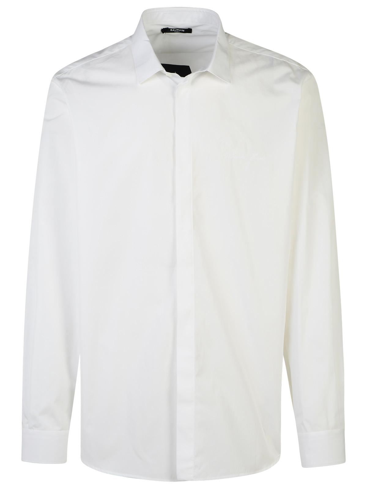 Balmain White Cotton Shirt Men