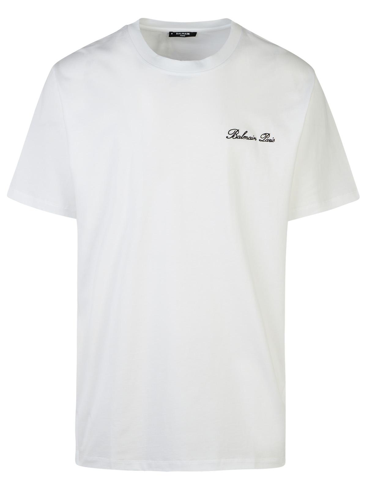 Balmain 'Signature' White Cotton T-Shirt Men