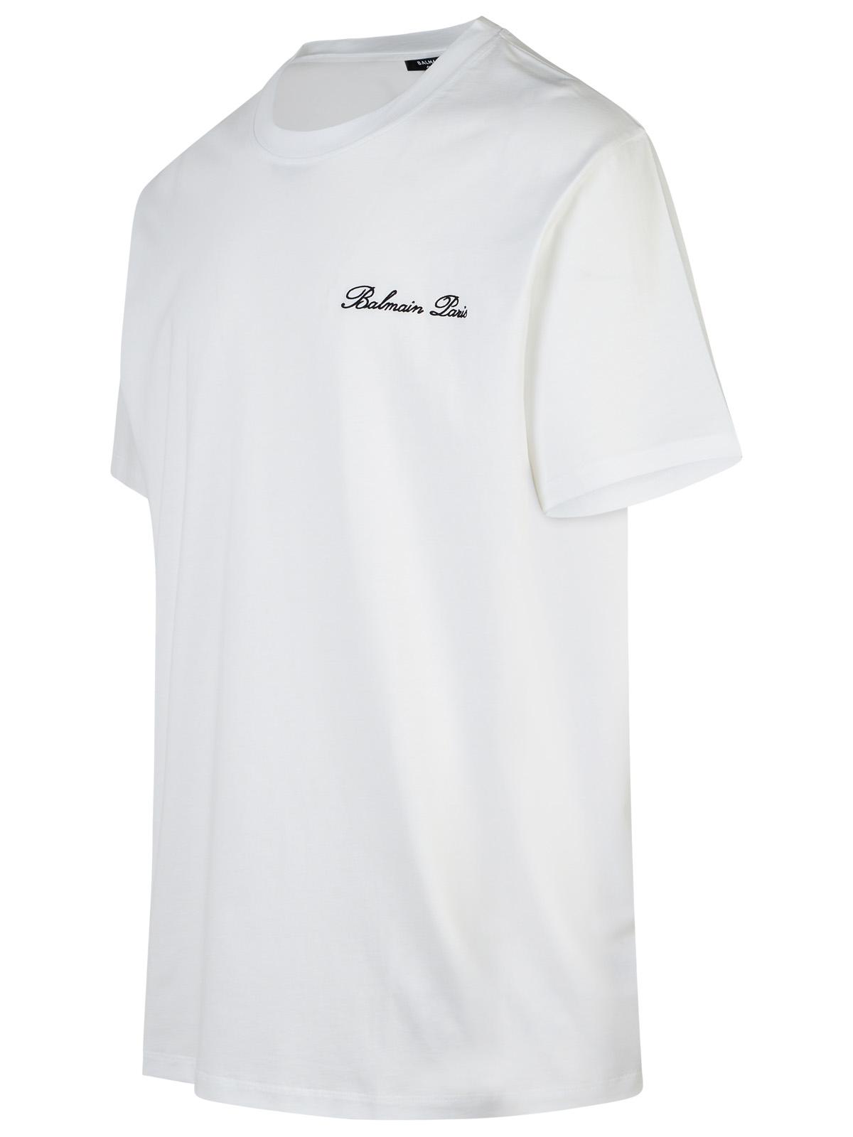 Balmain 'Signature' White Cotton T-Shirt Men