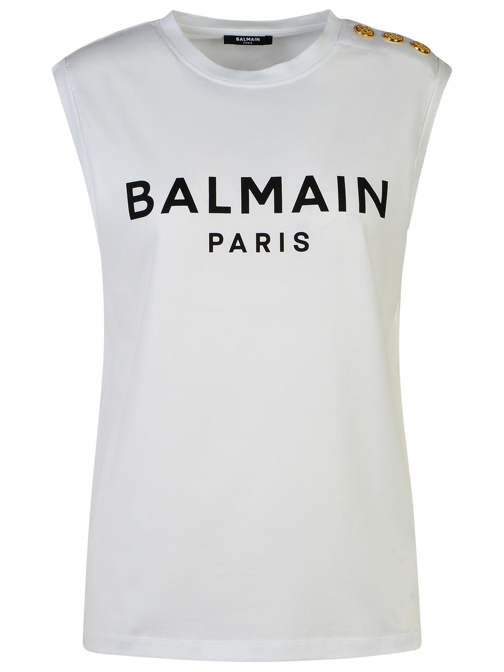 Balmain White Cotton Tank Top Women