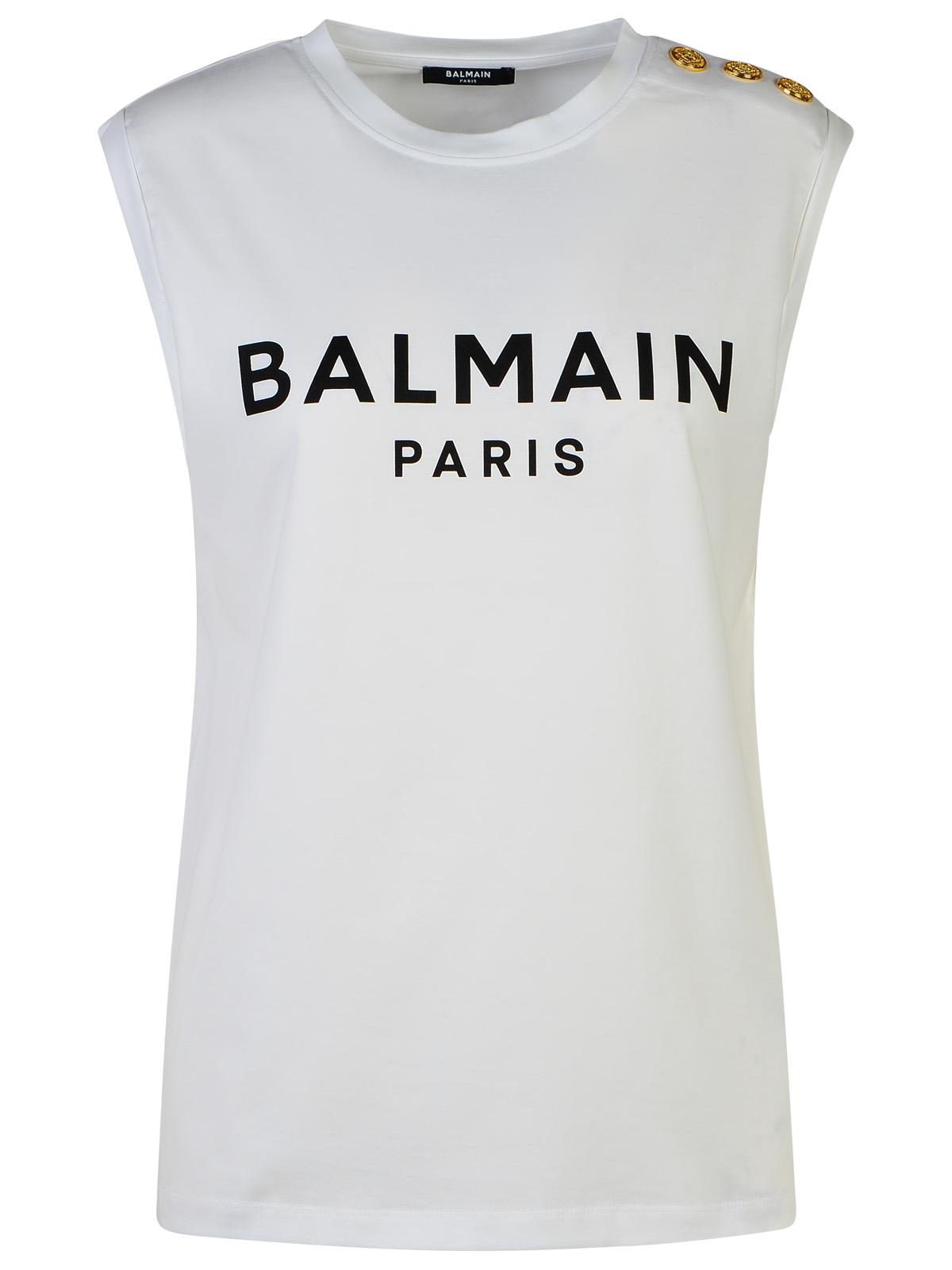 Balmain White Cotton Tank Top Women