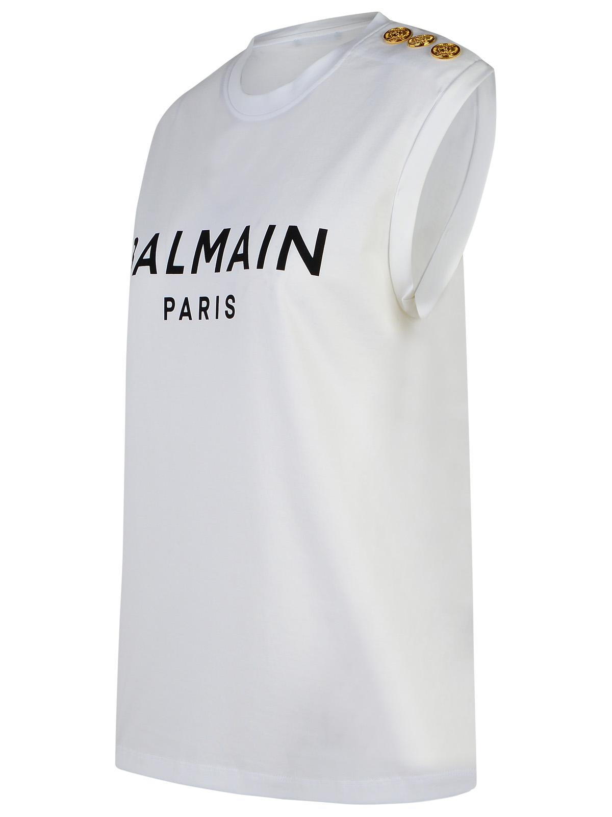 Balmain White Cotton Tank Top Women