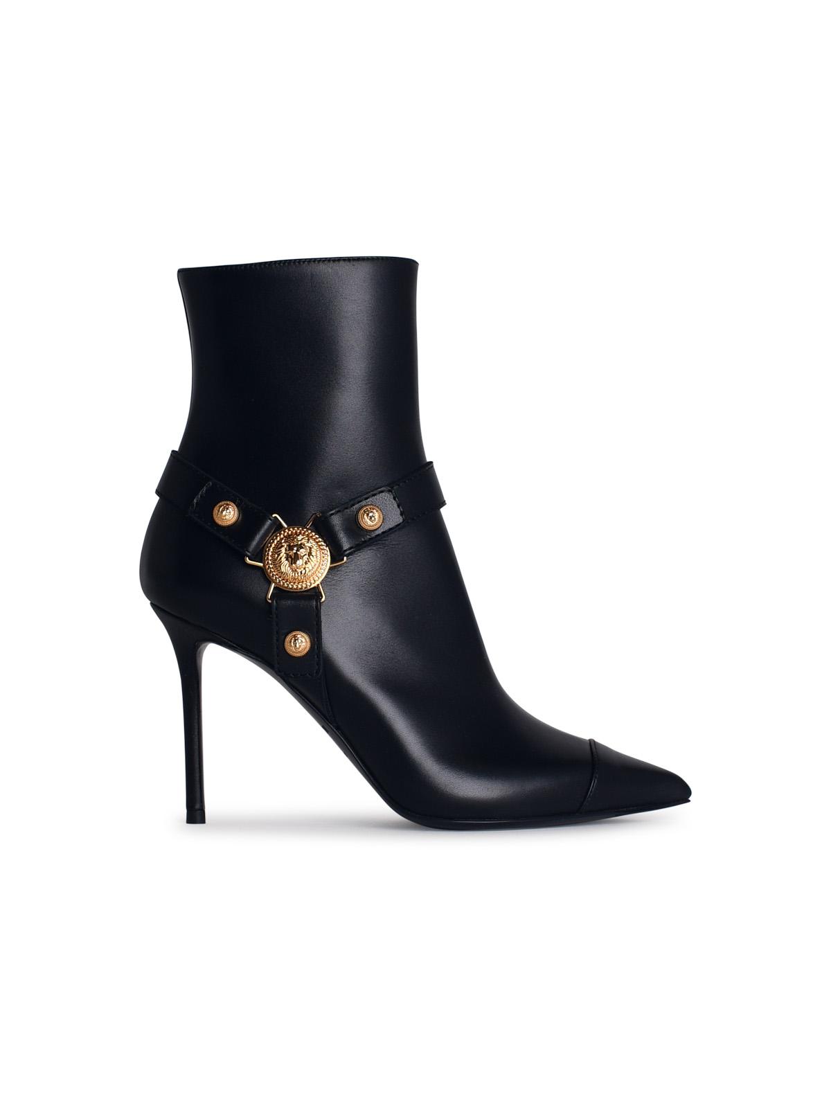 Balmain 'Eva' Black Leather Ankle Boots Women