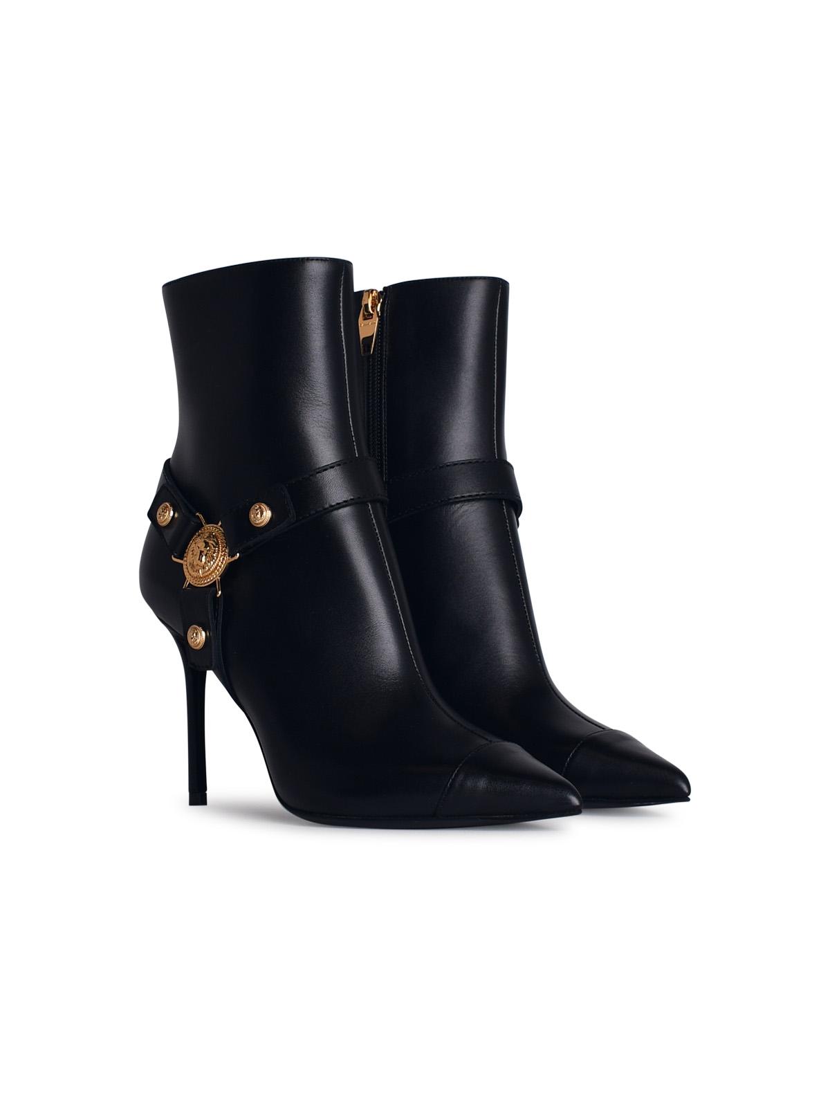 Balmain 'Eva' Black Leather Ankle Boots Women