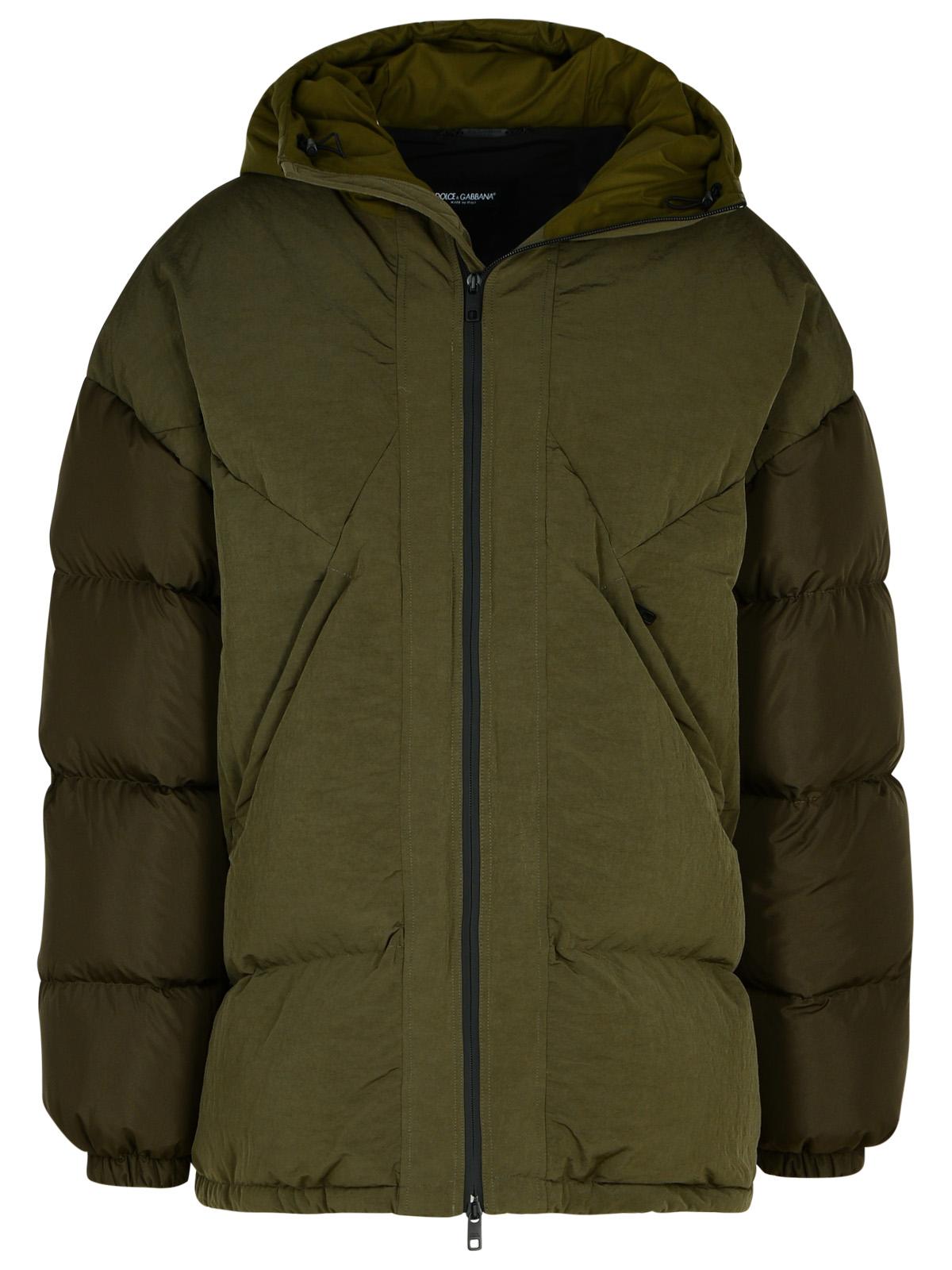 Dolce & Gabbana Green Cotton Blend Down Jacket Men