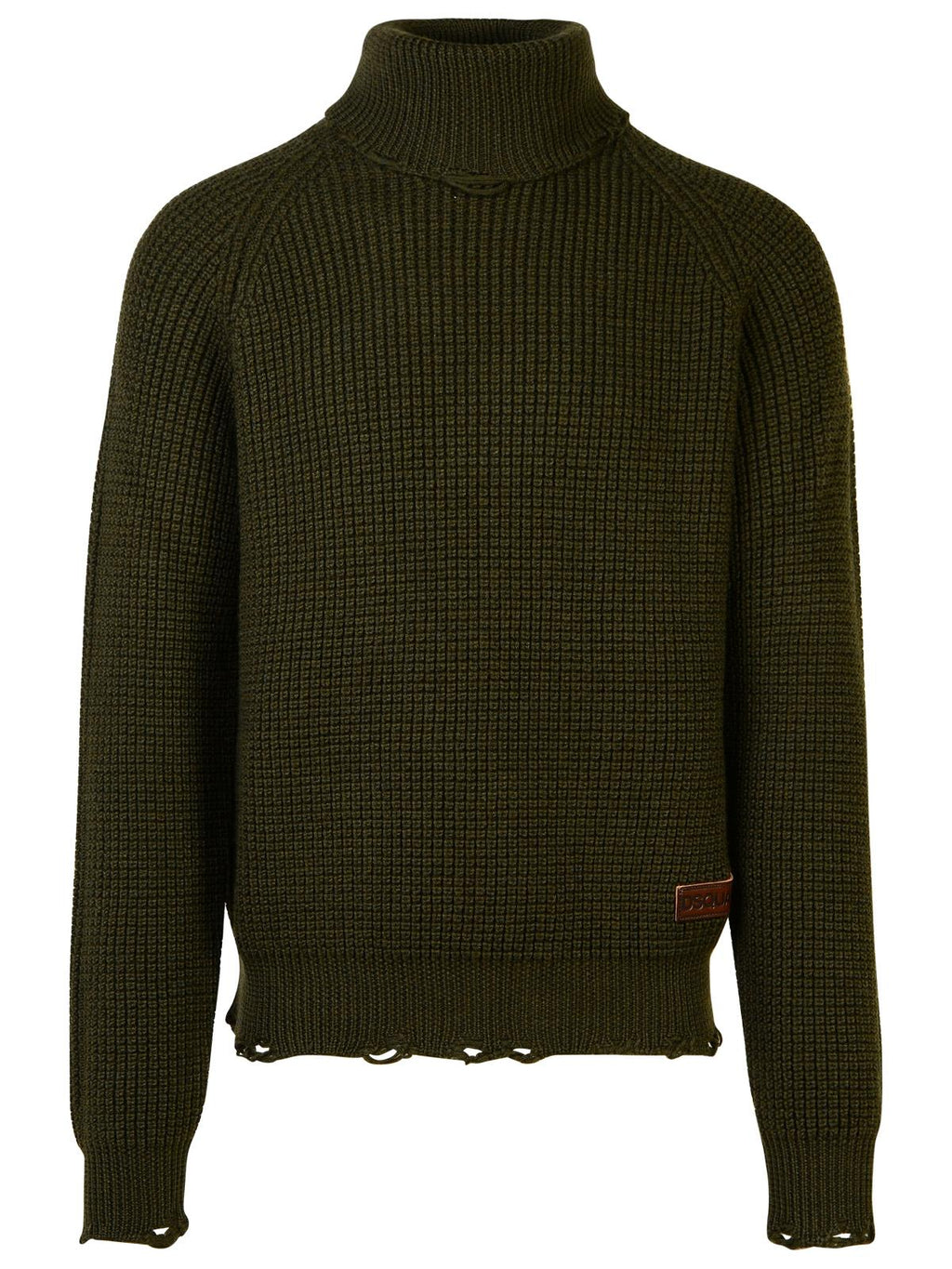 Dsquared2 Dark Green Wool Turtleneck Sweater Men