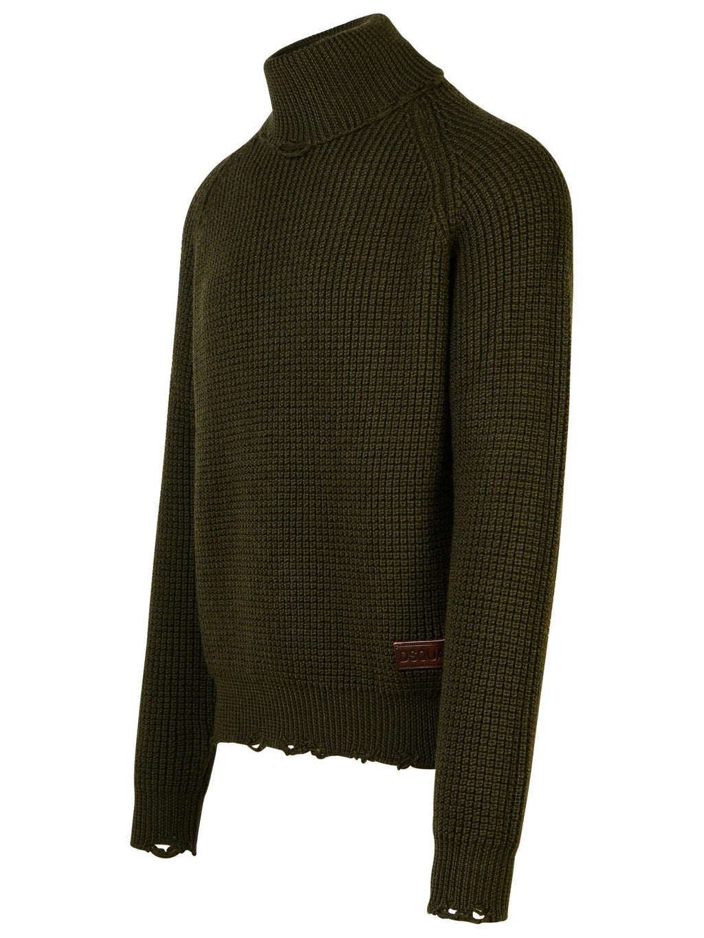 Dsquared2 Dark Green Wool Turtleneck Sweater Men