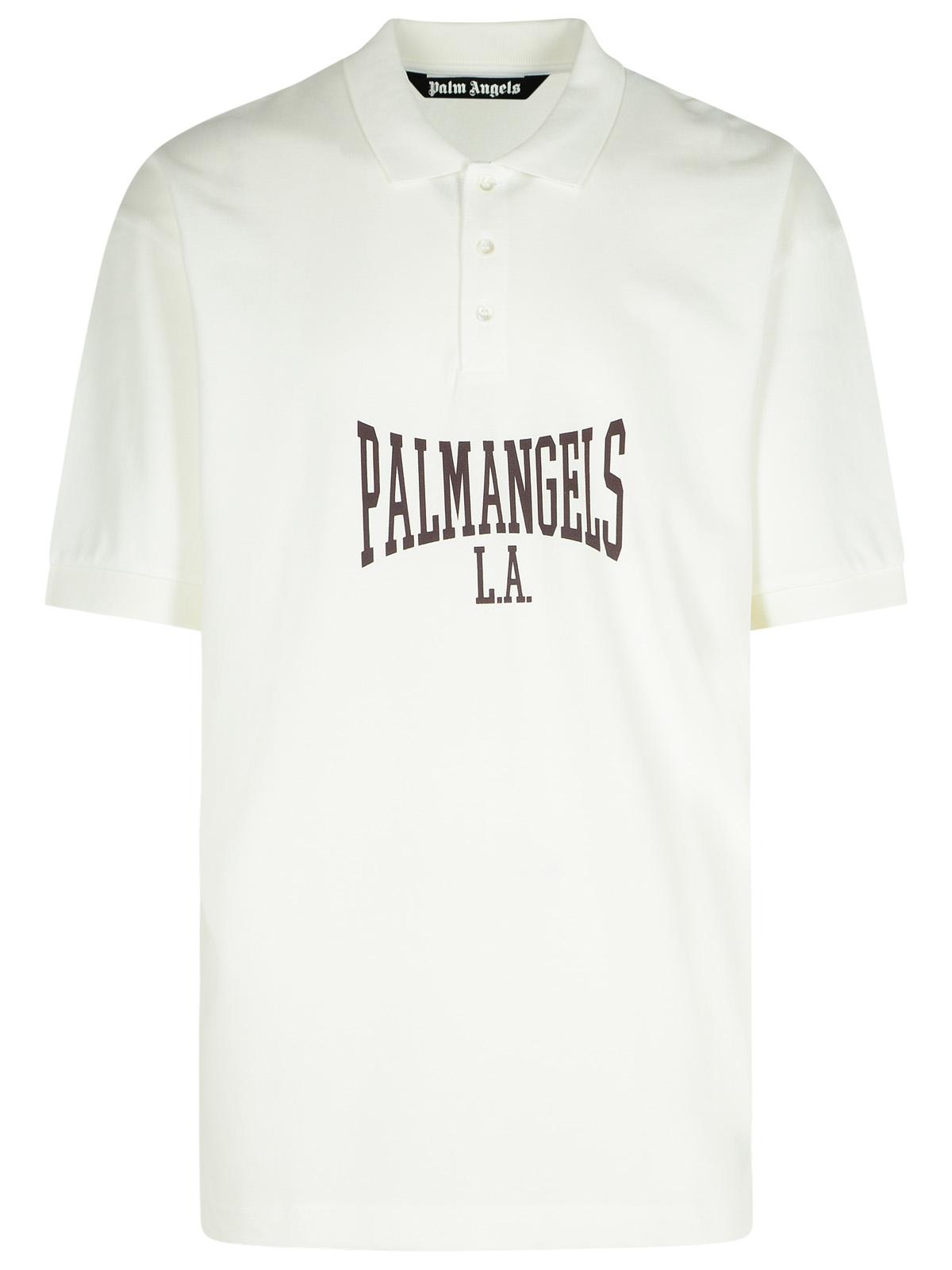 Palm Angels 'College' White Cotton Polo Shirt Men
