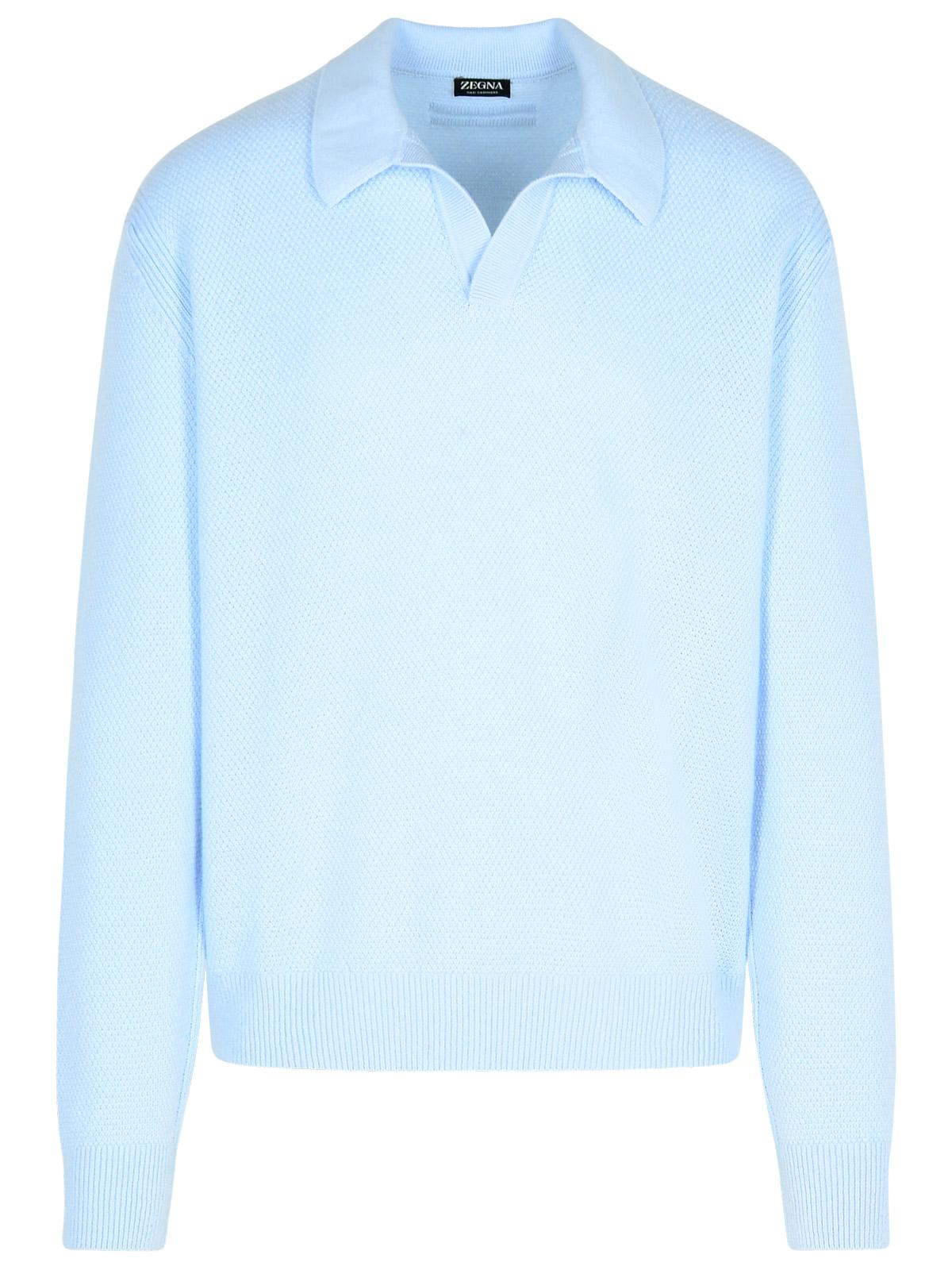 Zegna Light Blue Cashmere Sweater Men