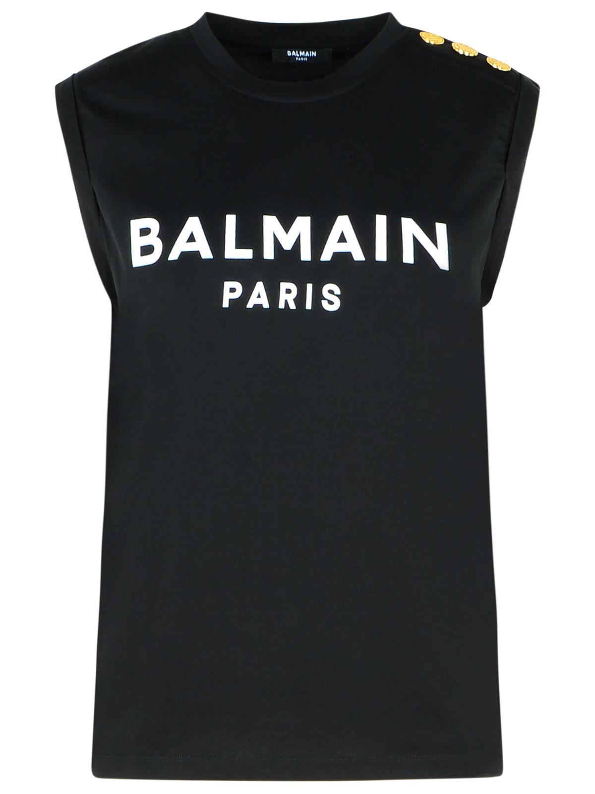 Balmain Black Cotton Tank Top Women