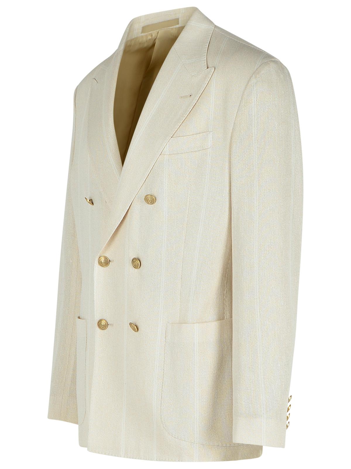 Eleventy Cream Cotton Blend Blazer Men