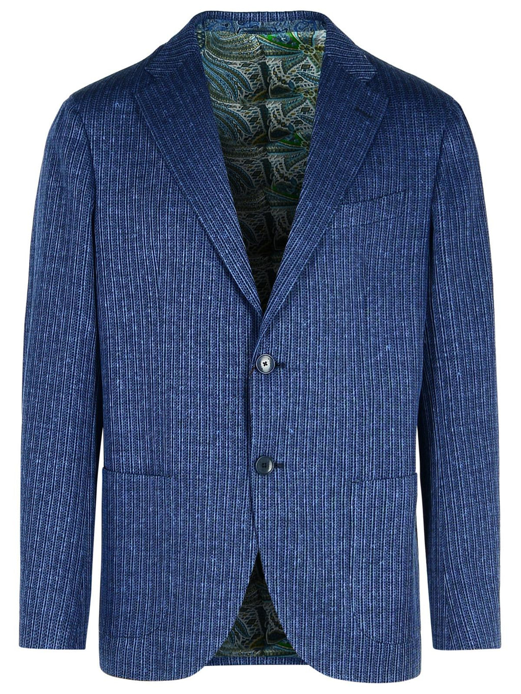 Etro Blazer In Blue Linen Blend Men