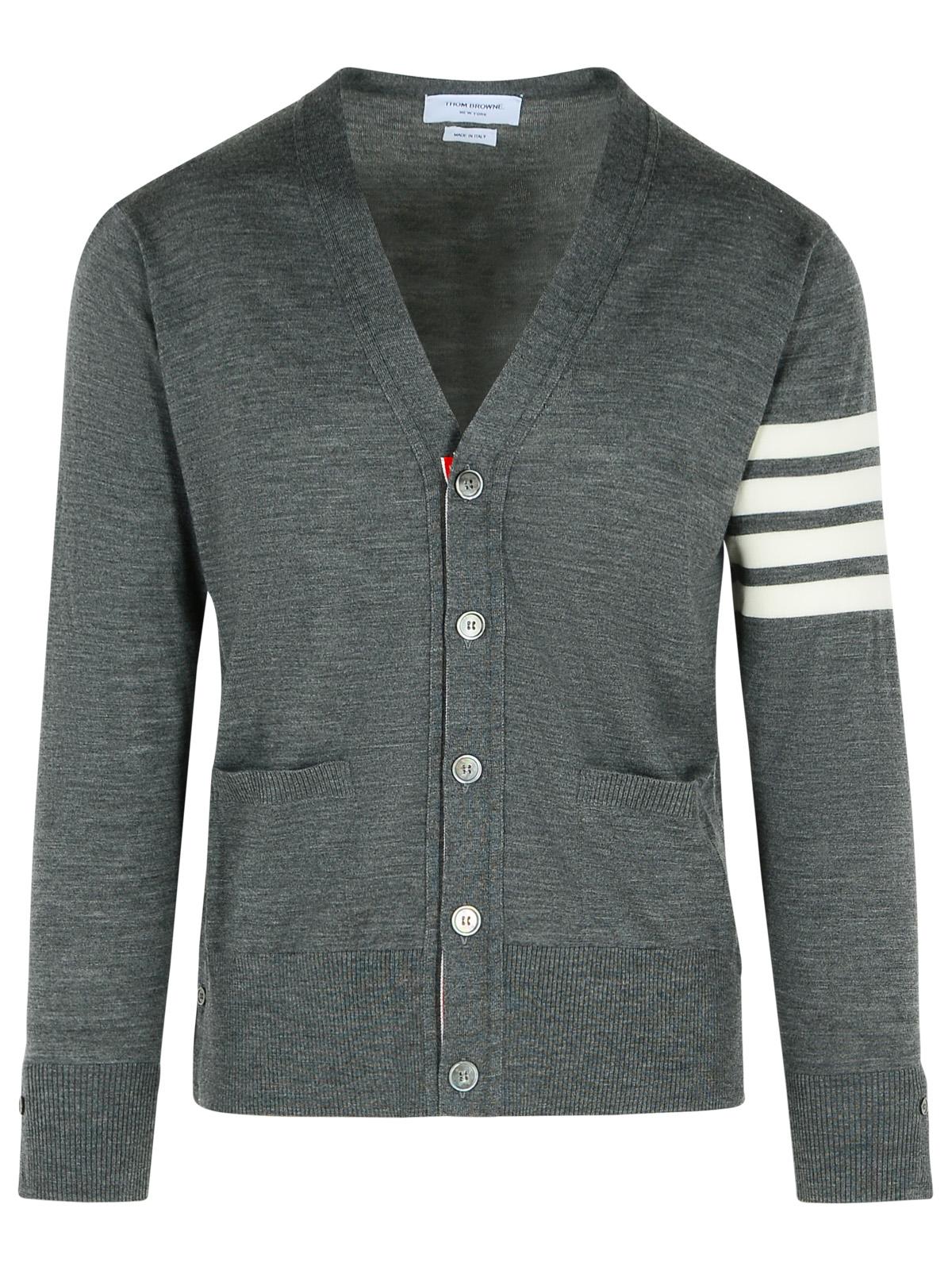 Thom Browne '4-Bar' Grey Virgin Wool Cardigan Men