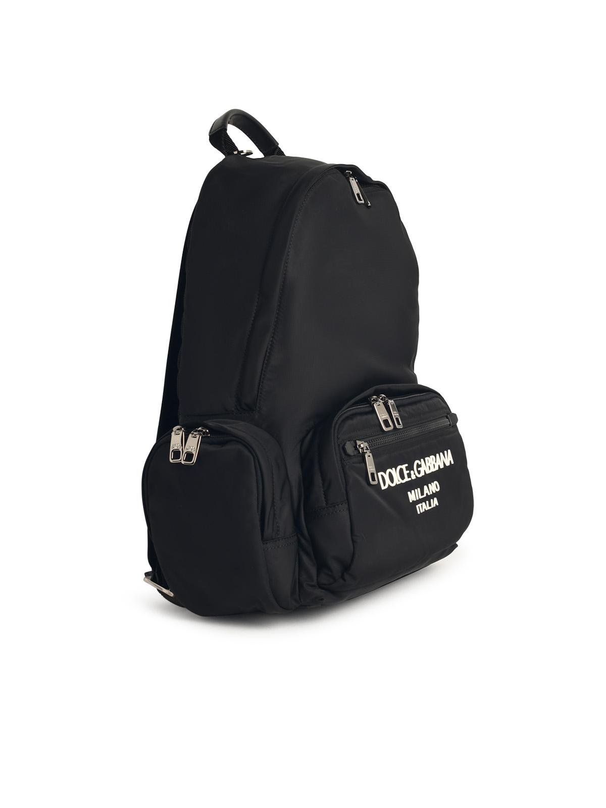 Dolce & Gabbana Black Nylon Blend Backpack Men